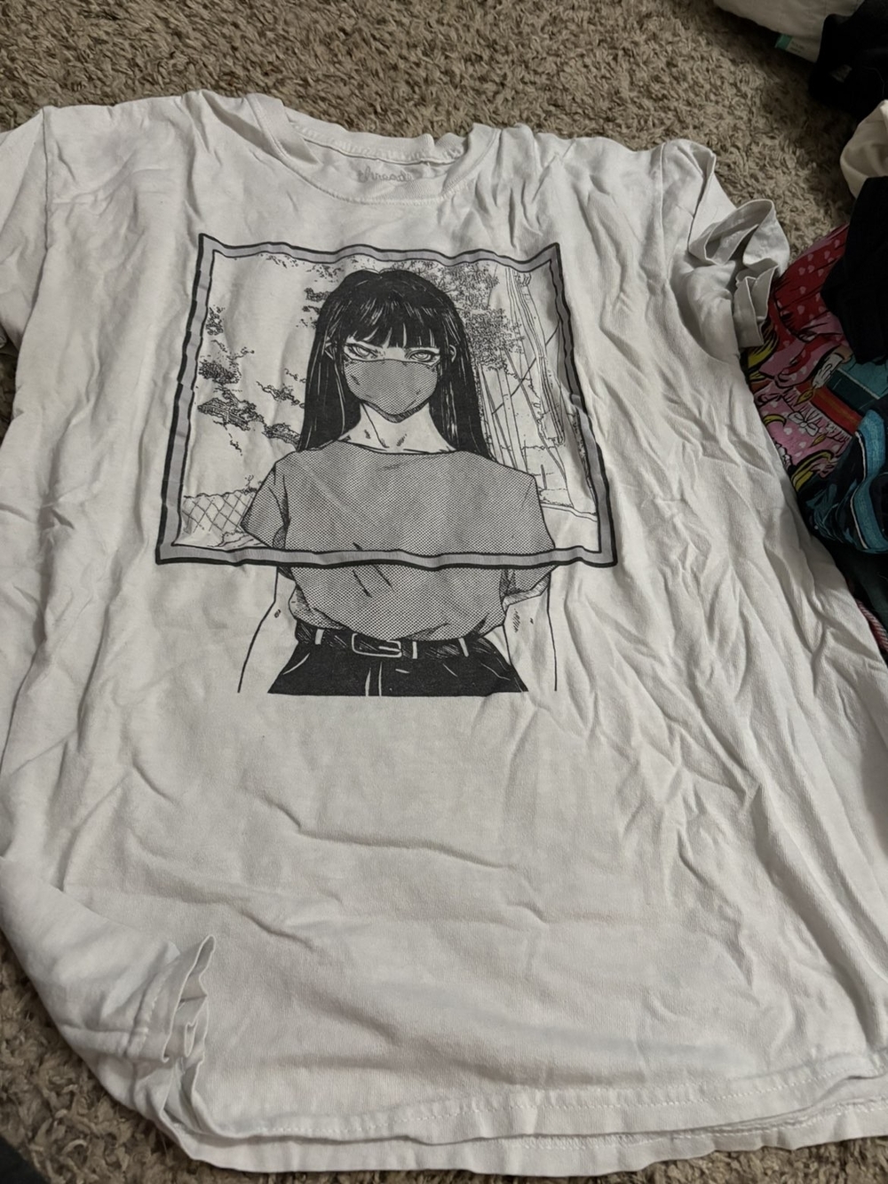 White Graphic Anime Girl Tee - Shirts & Tops